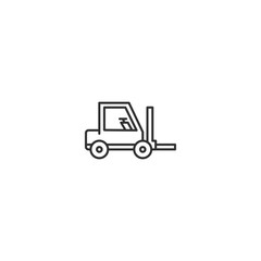 Minimalistic linear forklift icon for logistics and construction.