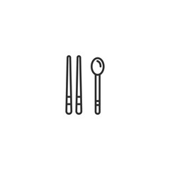 Minimalist spoon and chopsticks icon for asian cuisine.