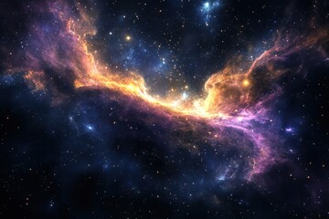 Cosmic colors illuminate the vastness of space with swirling clouds and radiant stars