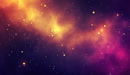 Fototapeta premium Cosmic Nebula. A swirling tapestry of vibrant, orange-gold and purple-pink nebulae, dotted with shimmering stars. A breathtaking view of the vastness of space