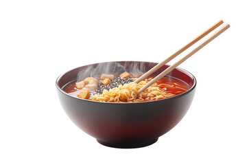 Steaming Bowl Of Delicious Ramen Noodles, Ready To Be Enjoyed With Chopsticks, A Culinary Delight In Warm Lighting Isolated on Transparent Background