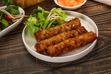 Fried Vietnamese spring roll with special sauce