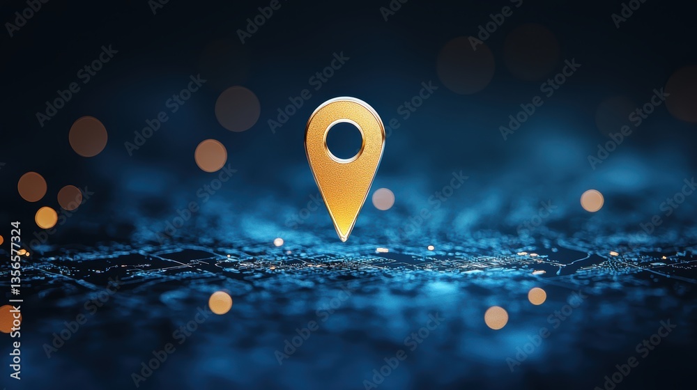 Poster Icon Pin Location Map Pin icon dropping onto a digital map, zoom in motion blur, emphasizes selecting a specific location