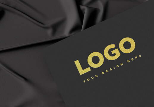 Logo Mockup Gold Hot Foil Paper Textrure Template Effect