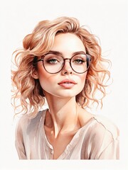Obraz premium watercolor young woman