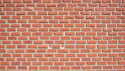 Fototapeta premium Textured red brick wall with natural colors, architectural detail