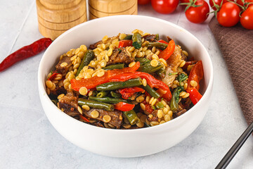 Eastern cuisine - Ptitim with beef and vegetables
