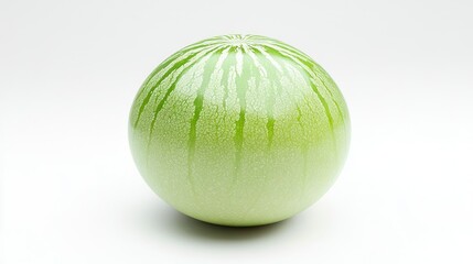 Fresh and Unripe Watermelon with Striped Skin on White Background for Food Photography