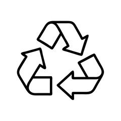 Recycling symbol outline on a white background  