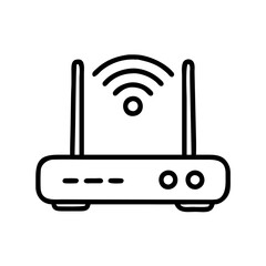 Wireless router icon with signal waves on a minimalistic background  