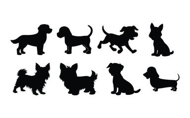 dog silhouettes, Dog Breeds Silhouette Set