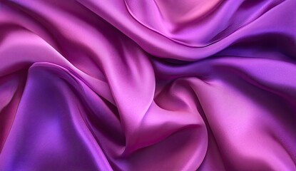 Luxurious, flowing, vibrant purple silk fabric drapes in soft folds