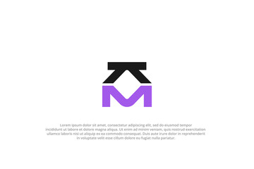 letter km or mk abstract business modern minimalist logo