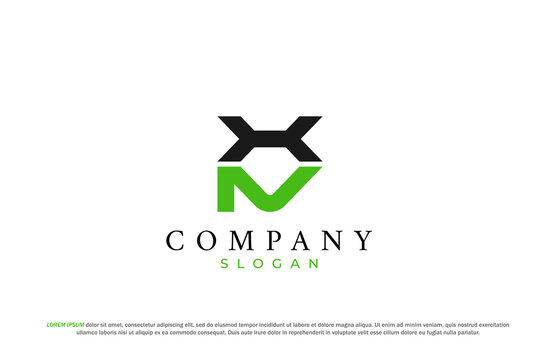 letter hn or xn abstract business modern minimalist logo