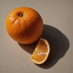 "A whole, unpeeled orange with a vibrant color, subtle pores on the surface, soft natural lighting, isolated on a neutral background, no labels."


