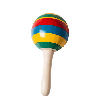  A colorful wooden maraca on a isolated on transparent background PNG  