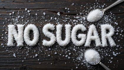 The sweet surrender a pledge to abstain written in sugar crystals laid atop dark rustic wood spoons frame it all.