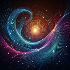 Fototapeta premium Geometric Wave Crest Pattern with Neon Lights A wave crest patte