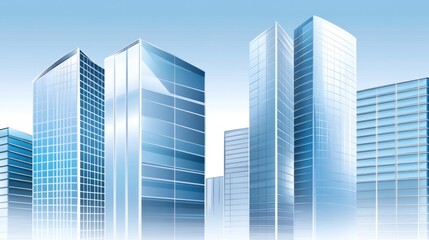 Obraz premium Modern Cityscape: Sleek Glass Skyscrapers against a Clear Sky