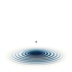 Water droplet impact, ripple effect, white background