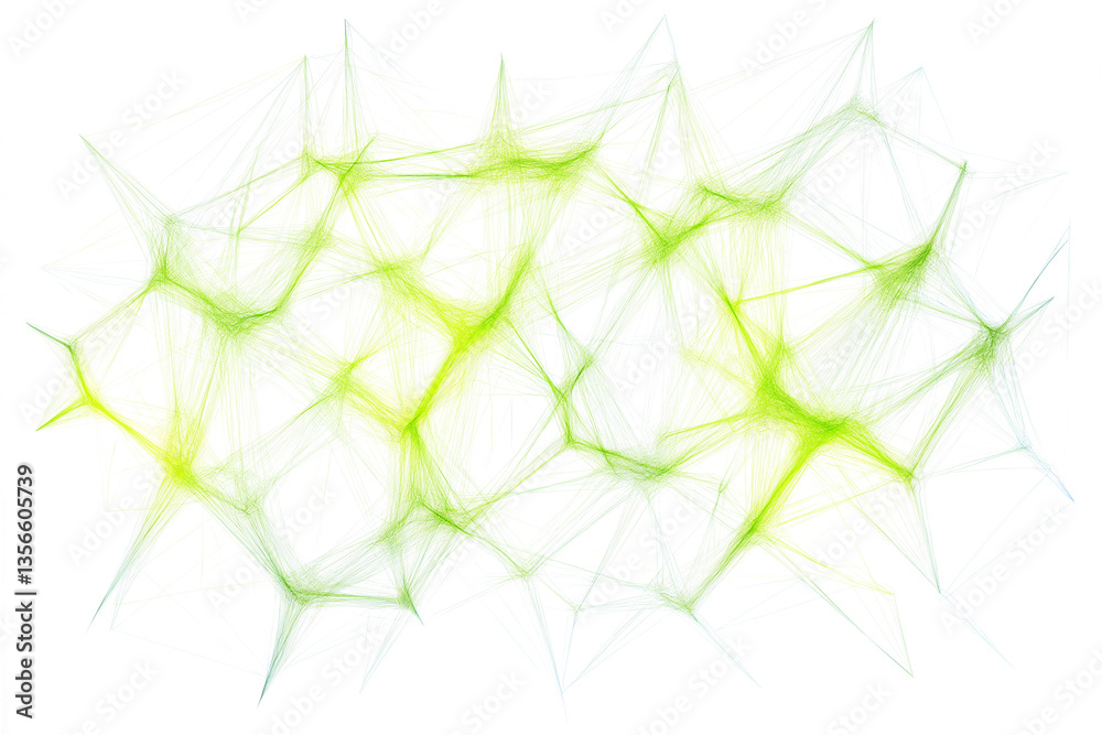 Wall mural abstract network lines in green hues create unique and modern design with soft tones isolated on whi