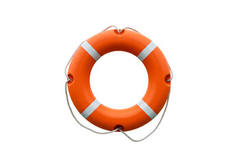Orange Life Ring Safety Buoy Image isolated on transparent background