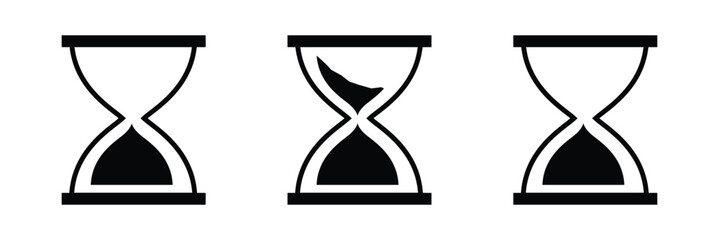 Sand watch i adobe stockon set. Hourglass symbol. Flat vector illustration. Sandglass logo.