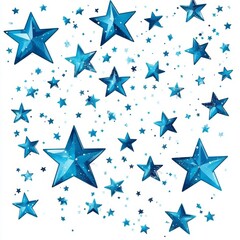 Obraz premium Gliter blue stars stocker diferent sizes on white backgrounf,vector illustration