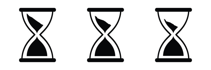 Sand watch i adobe stockon set. Hourglass symbol. Flat vector illustration. Sandglass logo.