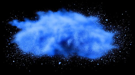 Blue powder explosion on black background. (1)