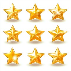 Obraz premium Gliter yellow stars stocker diferent sizes on white background