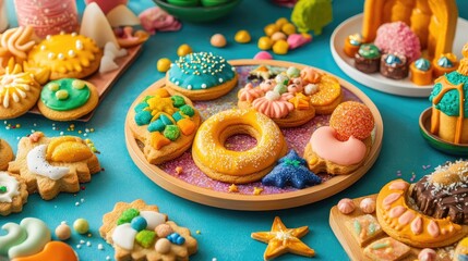 A collection of crescent-themed edible decorations