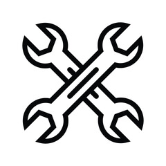 wrench one pair two corners outline icon set. motorcycle icon theme