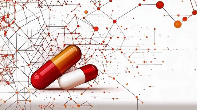 🔹Title
Abstract background featuring colorful capsules and molecular connections in a modern design
