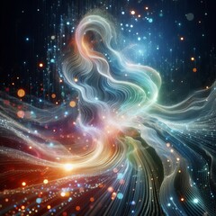 A flowing array of holographic elements that mimic cascading wat