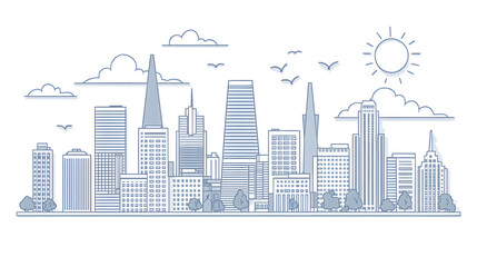 Obraz premium city skyline vector illustration,city skyline vector,city in the city.