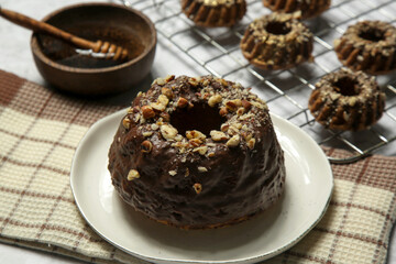 Delicious classic chocolate almond kouglof	