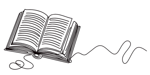 Open Book with Flowing Ribbon Bookmark