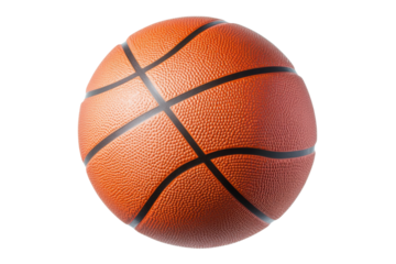 Close-up of orange basketball isolated on white background, cut out