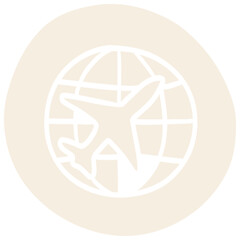 Airplane Icon Over Globe Illustration