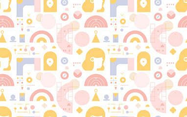 Seamless Abstract Pattern from Geometric Shapes in Pastel Colors, Vector Illustration