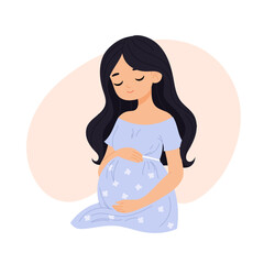 Pregnant woman concept illustration. Health, care, pregnancy. Concept of maternity. Women's health clinic. Flat illustration on white background.