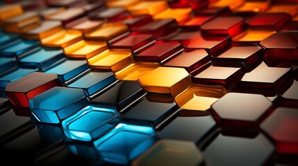 Obraz premium Abstract Hexagon Pattern: Vibrant Colors and Glossy Texture