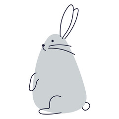 Simple illustration of a cute grey bunny. Perfect for Easter and children's designs.