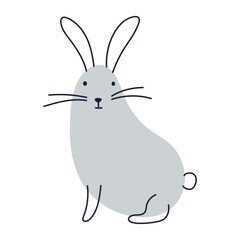 Cute grey bunny illustration. Great for various Easter and children's designs.