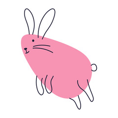 Simple illustration of a cute pink bunny. Perfect for Easter and children's designs.