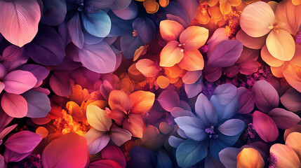 Colorful Floral Symphony: An eye-catching artistic composition with a vibrant display of colorful flowers, designed to brighten any space with natural elegance