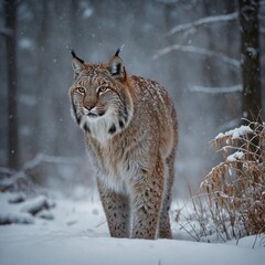 Fototapeta premium lynx in snow