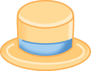 Yellow top hat with blue band, collage