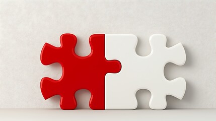 Obraz premium Two puzzle pieces, red and white